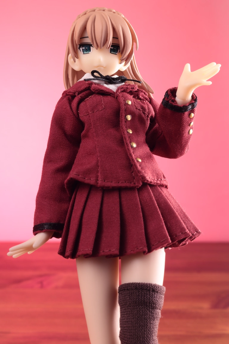 A close-up view of “Assault Lily” Matsunaga Yui wearing the Sagami Girls’ High School Special Forces uniform