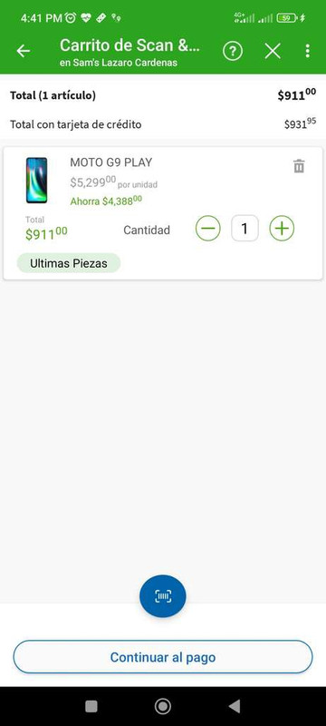 Sam's Club: Moto g9 play att $911 Moto g9 color rosa