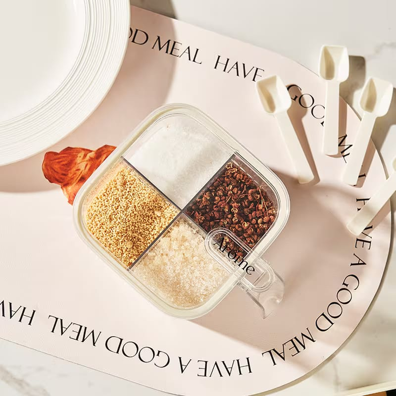 Transparent PET Airtight Spice Jar with 4 Spoons
