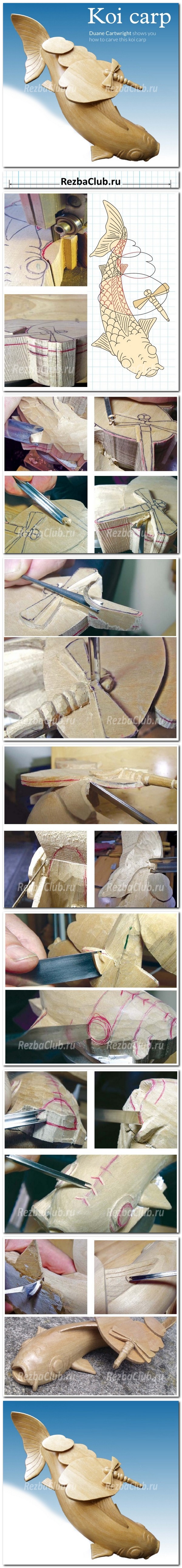Инструкция для резчика - карп Кои и стрекоза