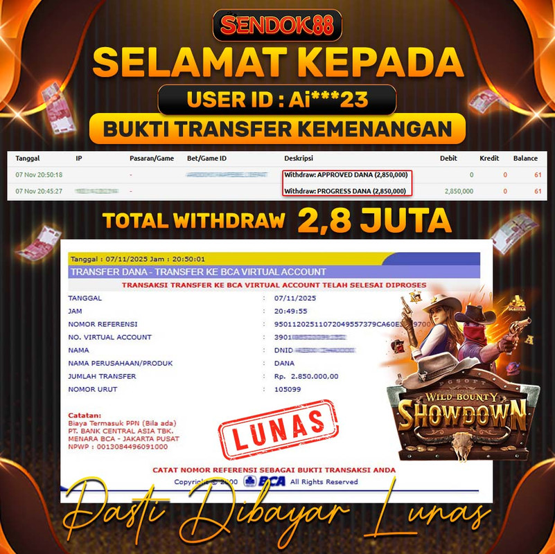 SENDOK88 JEPE! WILD BOUNTY SHOWDOWN Rp 2.850.000,- LUNAS!