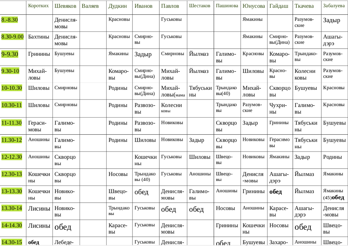 Расписание-курс