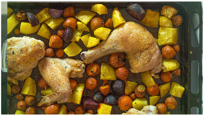 Buntes Ofengemüse mit Hähnchen Buntes Ofengemüse mit Hähnchen