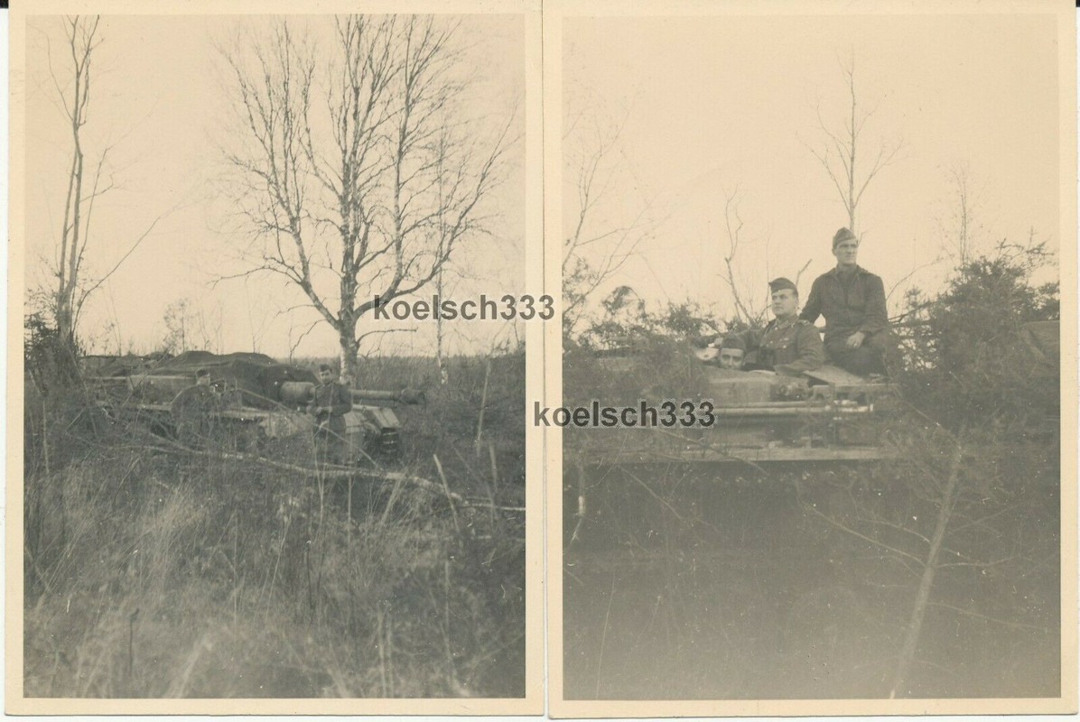 2 Fotos Panzermänner mit Sturmgeschütz Langrohr Panzer an der Ostfront 1944