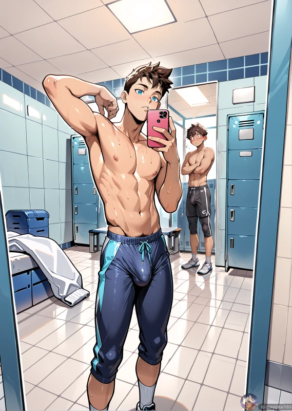 showing off in the locker room mirror final watermarked mayoko