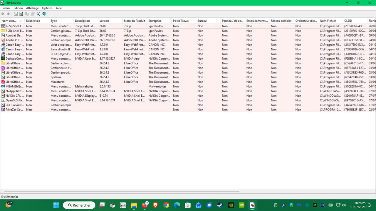 CAPT Shell Exview sans extensions microsoft