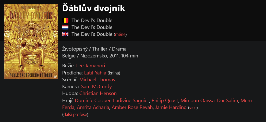 Re: Ďáblův dvojník / Devil's Double, The (2011)