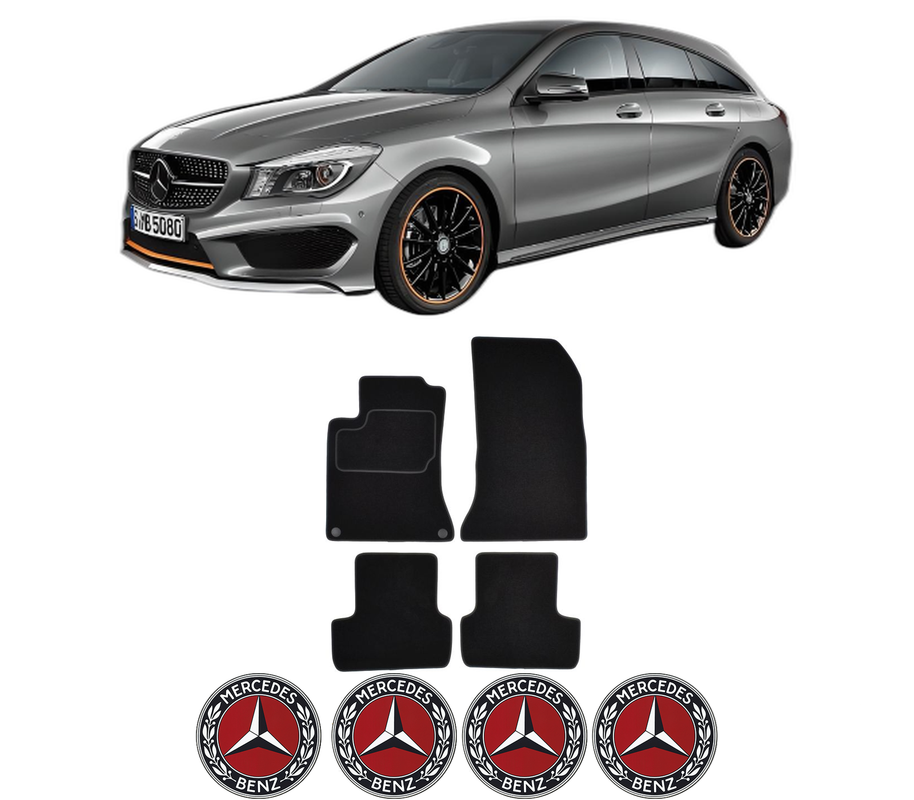 Set Covorase Presuri MERCEDES-BENZ CLA Shooting Brake (X117) din 2015-2019, Auto, Material Textil Mocheta, 4 Stickere auto cu MERCEDES-BENZ
