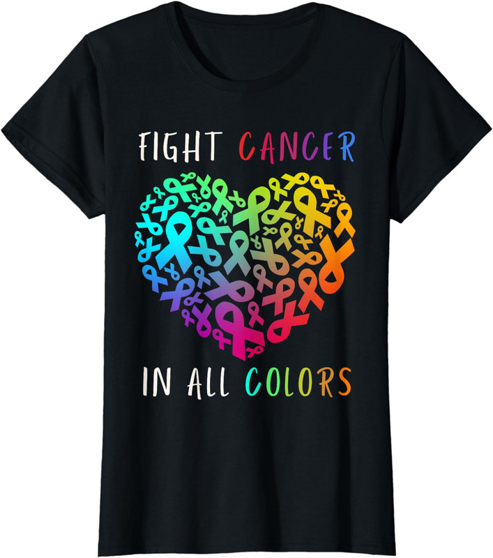 Fight Cancer In All Colors Survivors Awareness Ribbon Ladies’ Crewneck T-Shirt