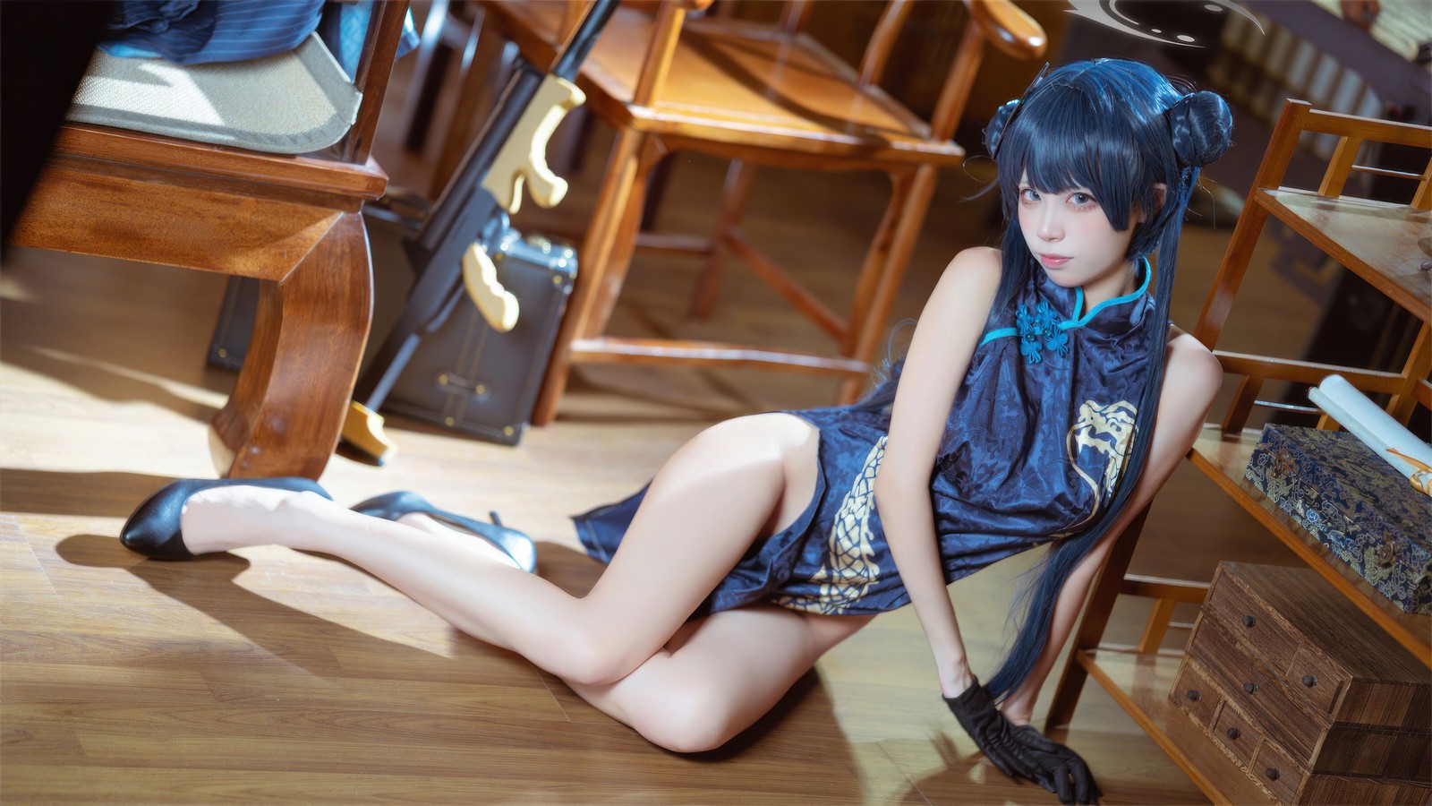 三無人型 COS 二次元：蔚蓝档案龙华妃咲旗袍写真（42P／407M）插图4