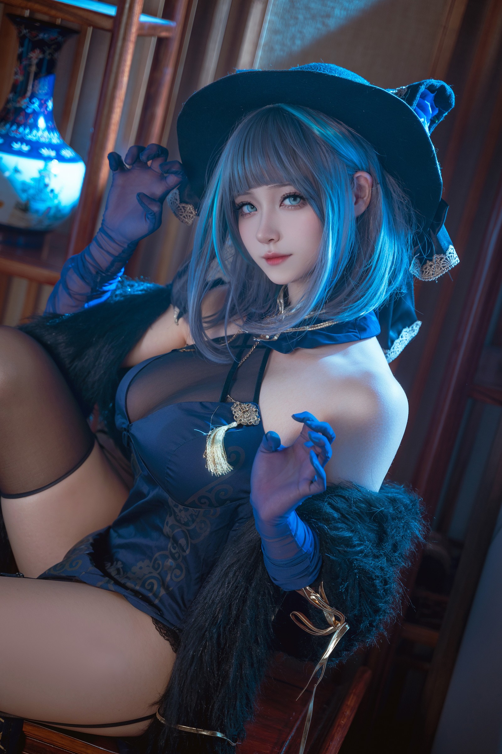 Seya-狮砸 – 碧蓝航线 柴郡 旗袍 Cosplay 高清写真（12P-140MB）插图9