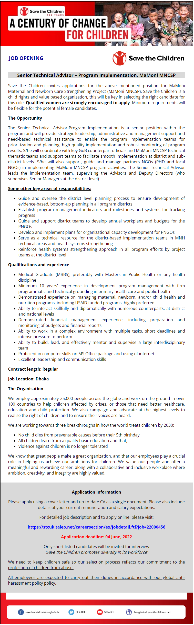 Save the Children Job Circular 2022 Image
