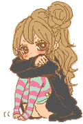 A Souzai of a Gyaru sitting down with her head in her lap