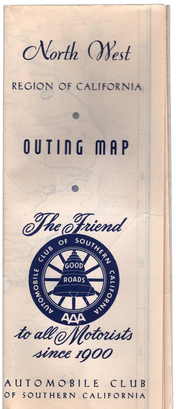 AAA AUTOMOBILE CLUB OF SOUTHERN CALIFORNIA: NORTH WEST REGION OF CALIFORNIA  OUTING MAP NO. C-22356 UNDATED c.1950s