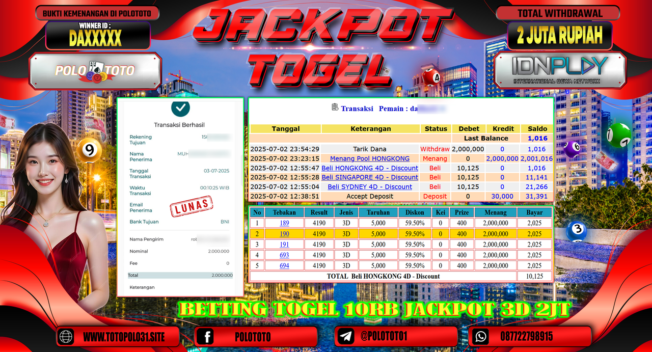 POLOTOTO JACKPOT TOGEL HONGKONG LOTTO Rp.2.000.000,-