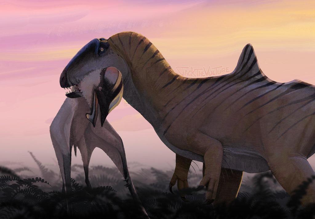 Concavenator with a Europejara in it's jaws