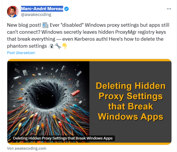 Windows: deleting hidden proxy settings