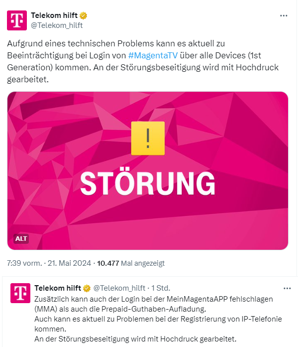 Telekom-Störung 21. Mai 2024