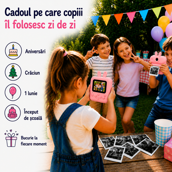 Aparat foto pentru copii Twinkle Twins roz cadou
