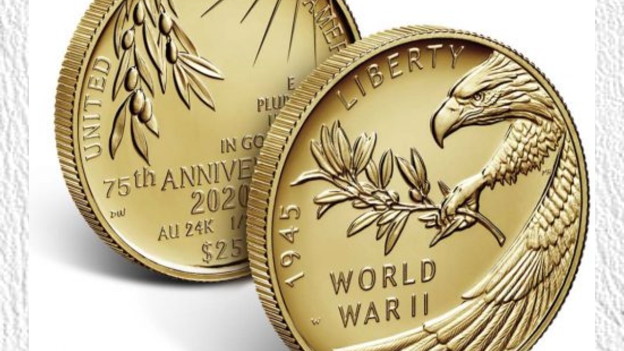 Moneda de oro de 24 quilates por 75 aniversario del fin de la Segunda Guerra Mundial. Imagen coinnews.net