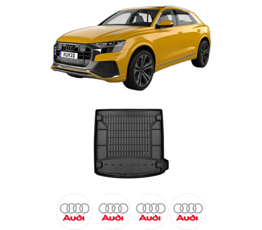 Tavita Portbagaj AUDI Q8 (4MN, 4MT) din 2018-2024, Protectie Portbagaj Auto, 4x Stickere auto cu AUDI
