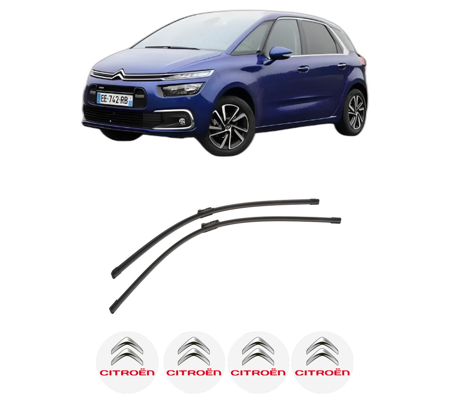 Set stergatoare auto CITROEN C4 PICASSO II din 2013-2018, pentru parbriz auto, 2 bucati, Bosch Aerotwin, din cauciuc siliconat rezistent, 4 Stickere Auto CITROEN