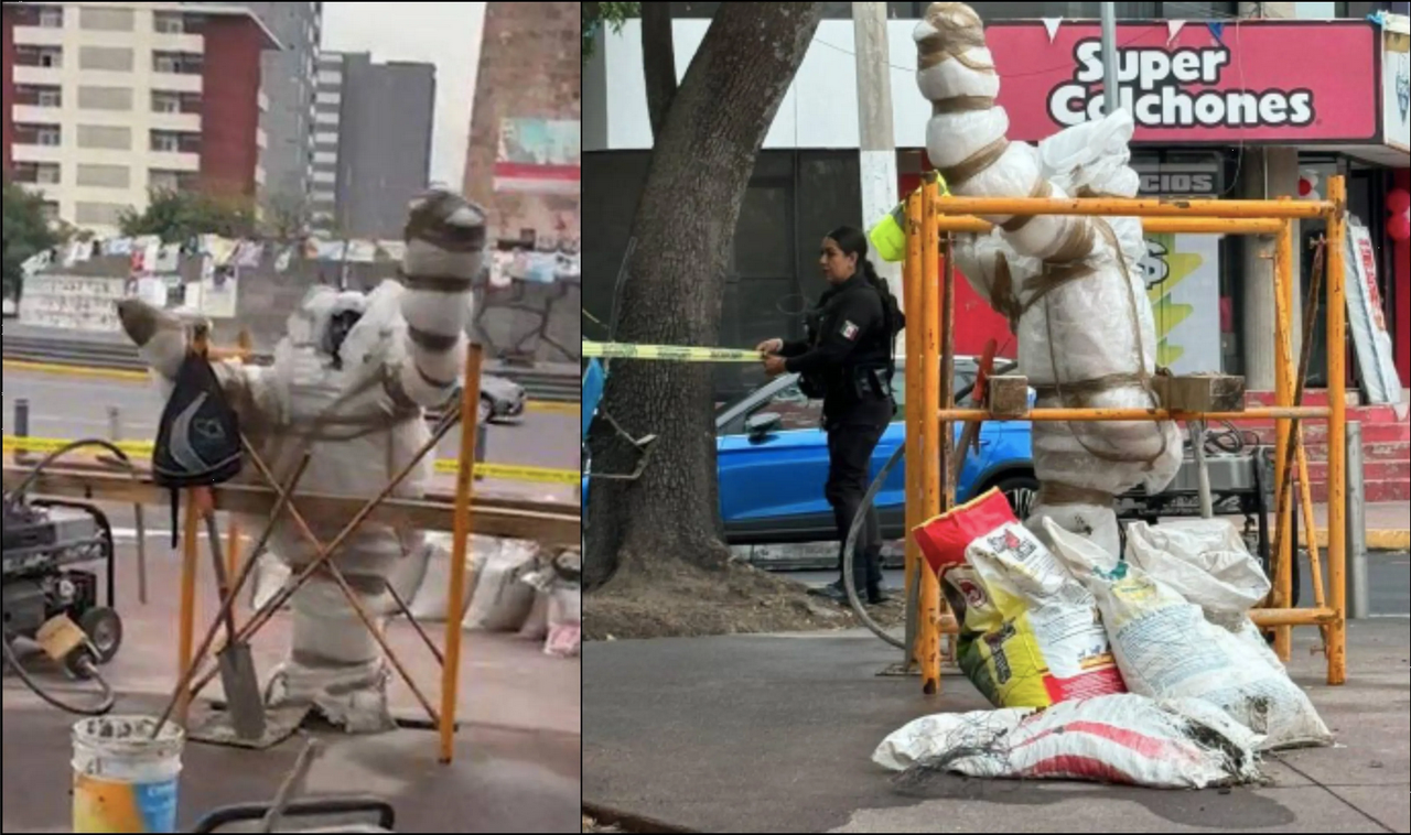 Policías de Guadalajara descubren bulto emplayado pero era una simple estatua