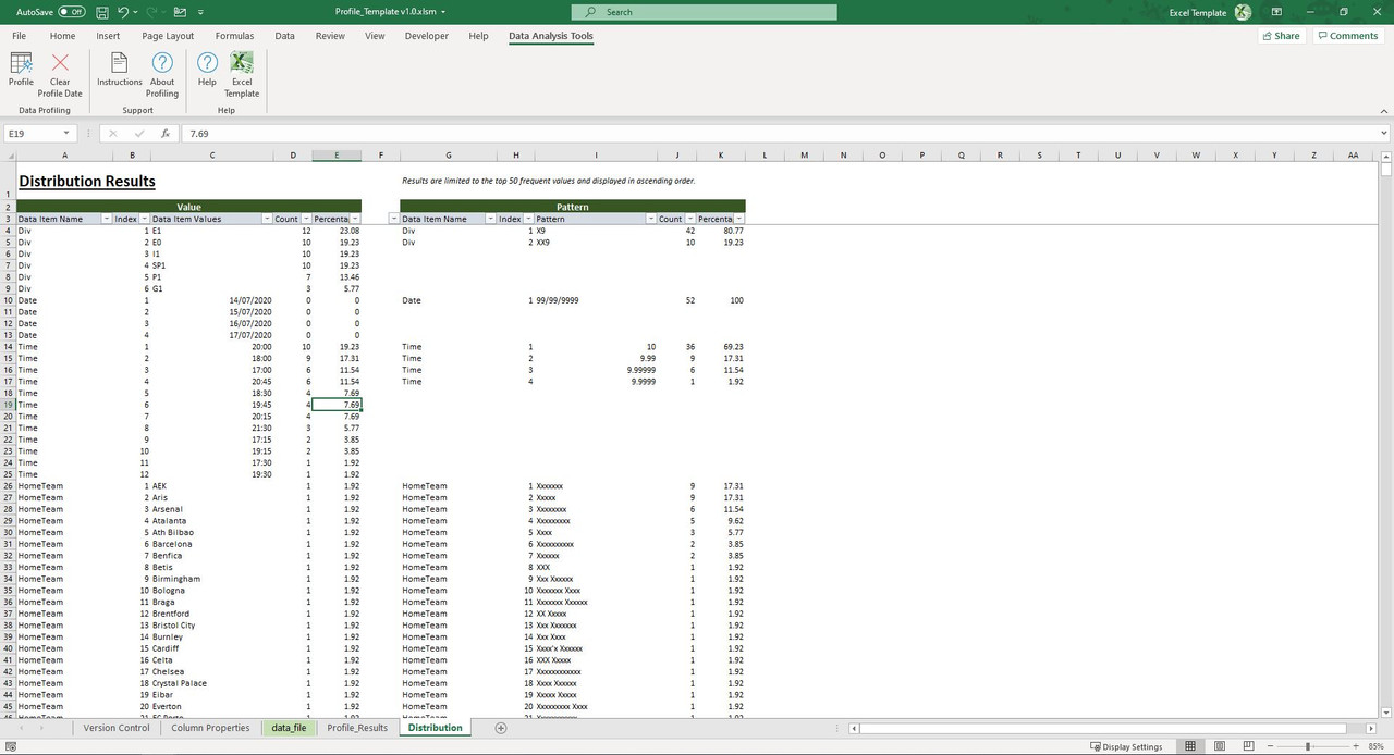 Microsoft Excel Simple Data Profiling Spreadsheet, Analysis, Data Quality, Stats eBay