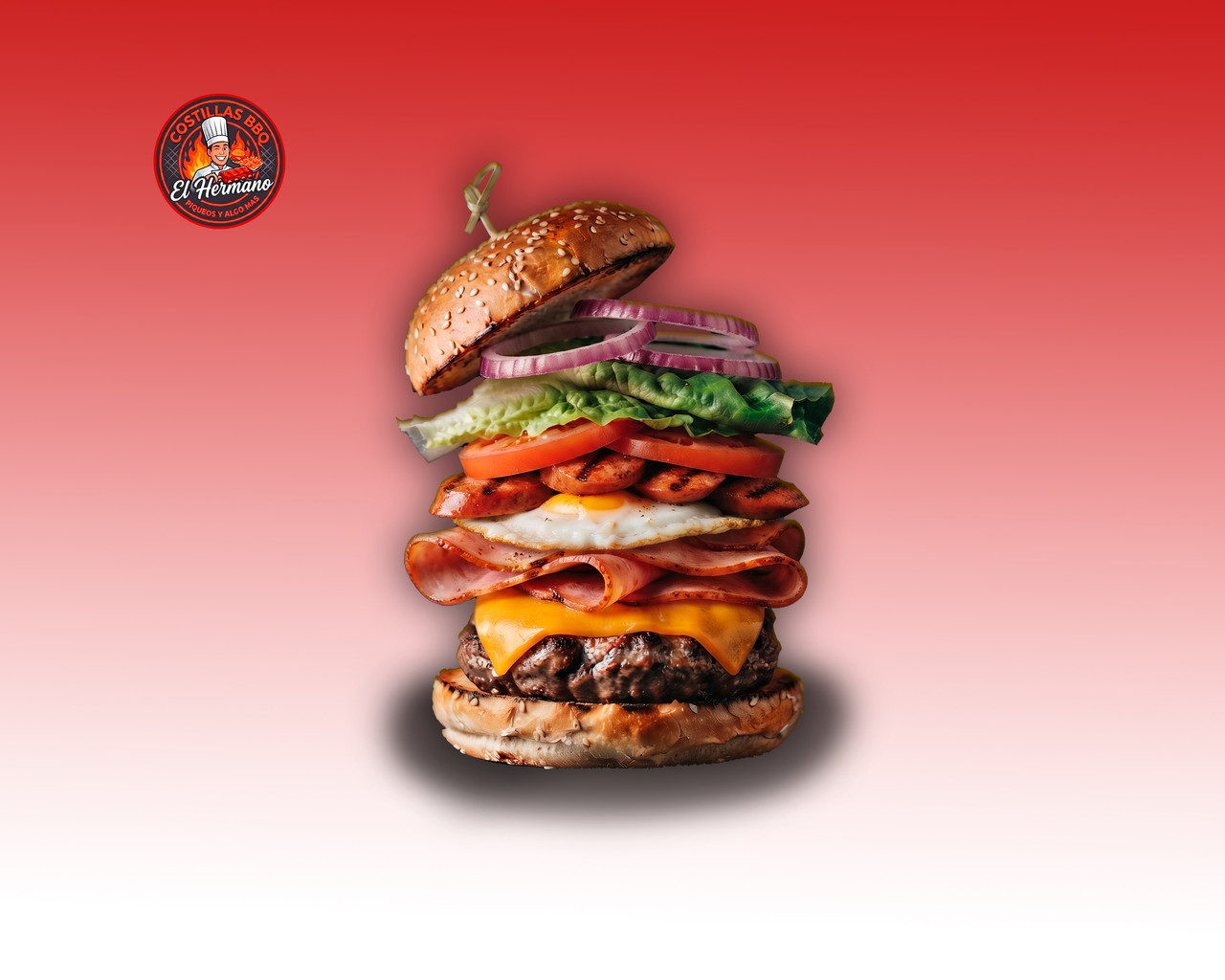 Hamburguesa (Huevo - Carne - Queso Cheddar - Jamón - Choripán - Vegetales)