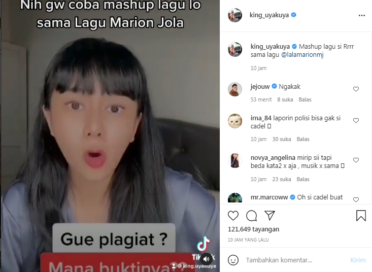 Uya Kuya buktikan lagu 'Gila' milik Denise Chariesta mirip single Marion Jola berjudul Jangan