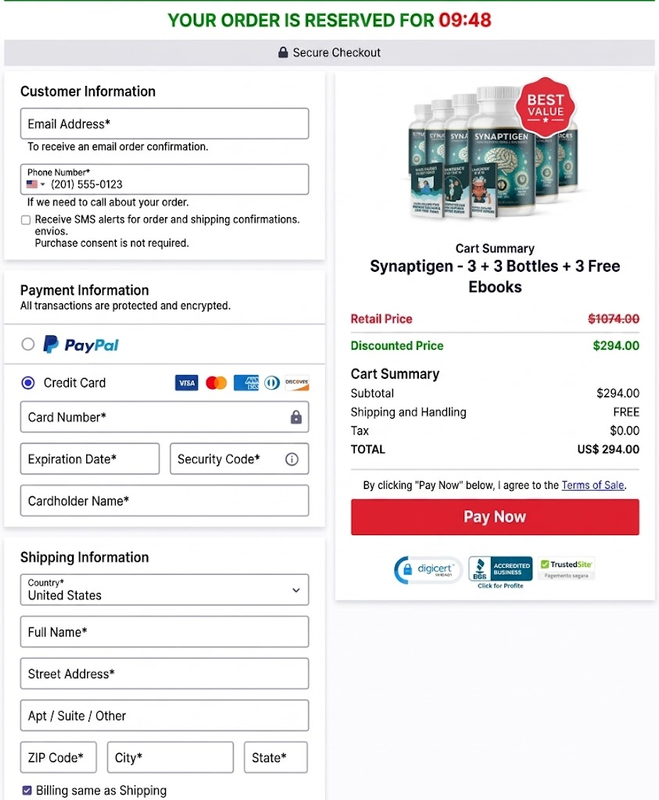 SYNAPTIGEN official website purchase guide