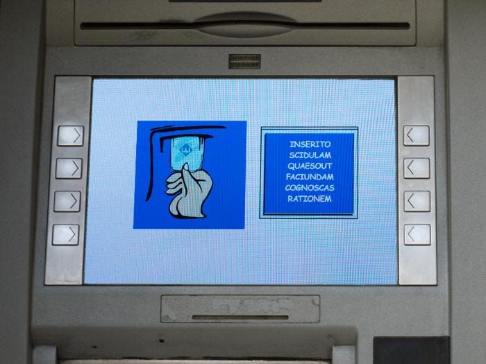 Банкомат, работающий на латыни Банкомат, работающий на латыни