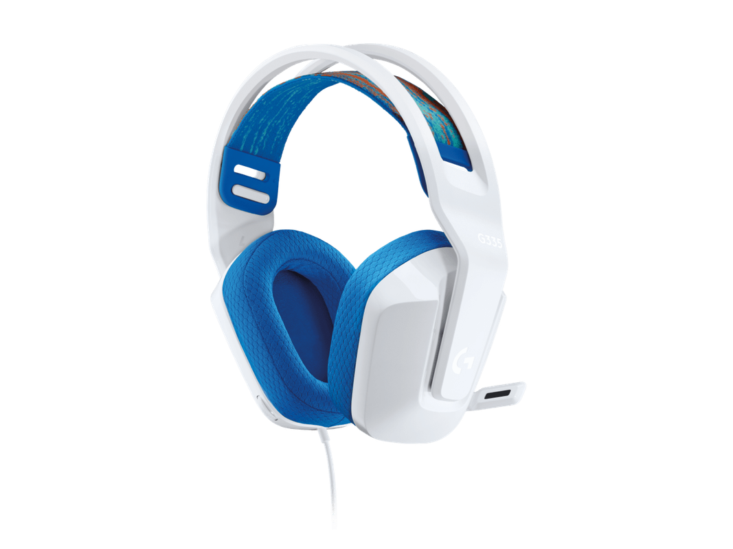 Los audífonos Logitech G335 en su vibrante color menta.