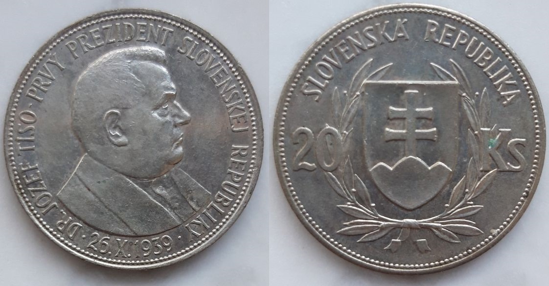 20 Korún de la República Eslovaca. 1939 20k1