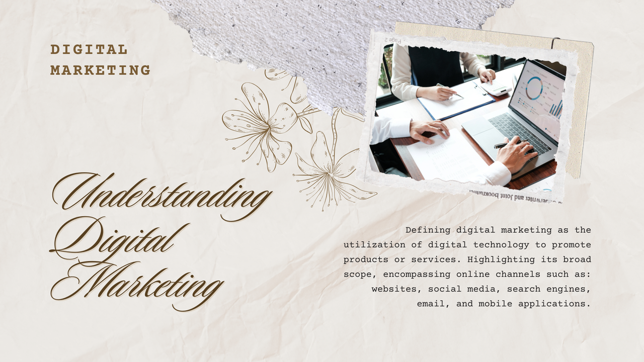 Black Beige Vintage Scrapbook Digital Marketing Presentation