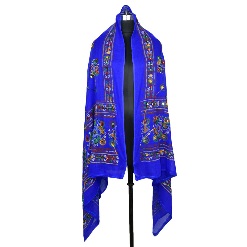 Women's Cotton Dupatta Wrap Stole Mirror Work Embroidery Ethinic Scarves Chunni - Picture 94 of 103
