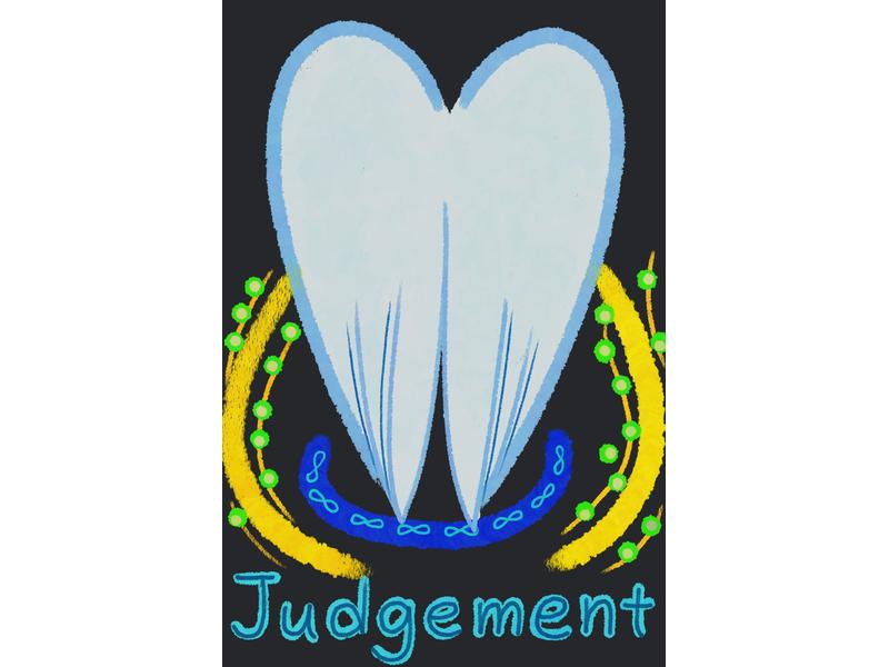 Judgement 타로카드 손그림 일러스트 – 부드러운 날개와 자각의 상징