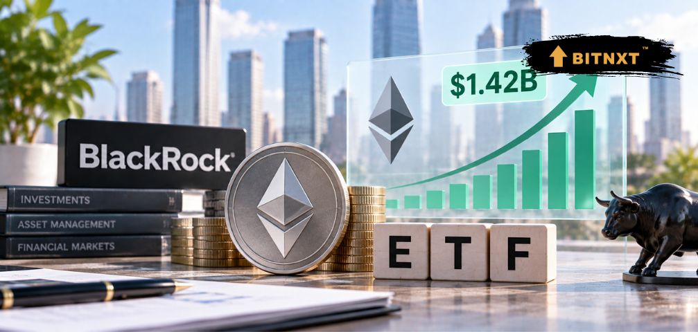 Ethereum ETF Inflows Reach $1.42B as BlackRock Buys Daily