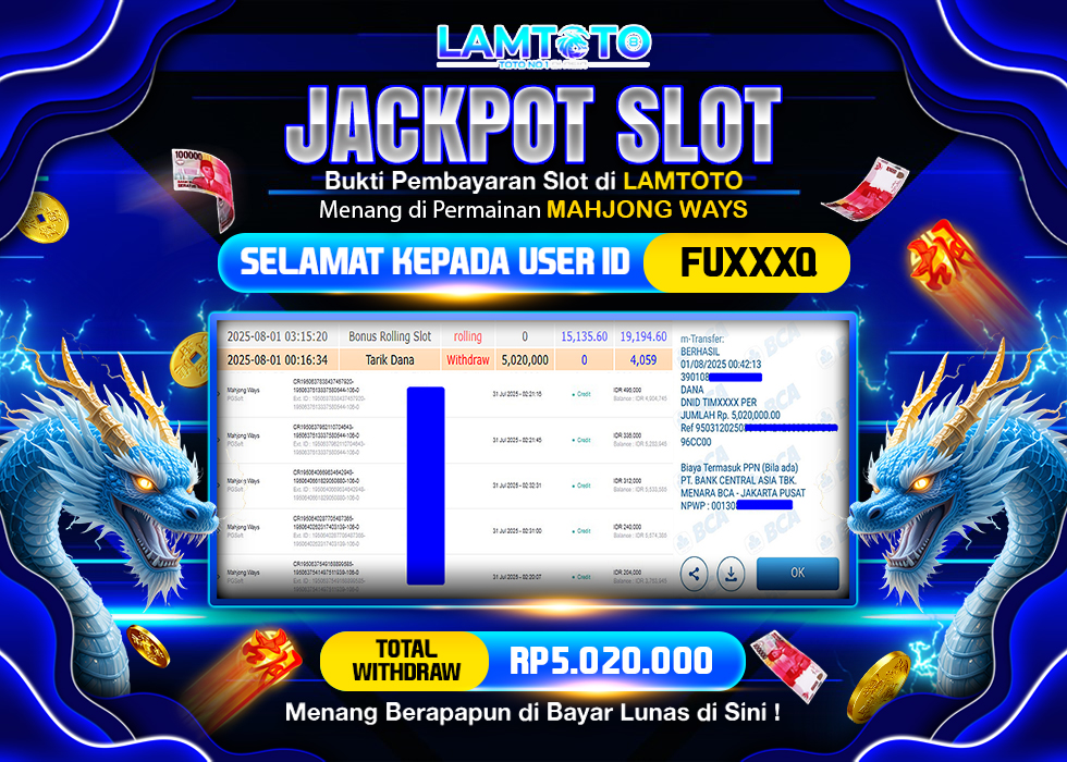 BUKTI JACKPOT LUNAS LAMTOTO
