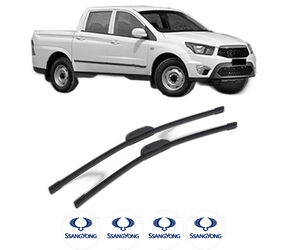 Set stergatoare auto SSANGYONG ACTYON SPORTS II din 2012-2015, pentru parbriz auto, 2 bucati, Bosch Aerotwin Retrofit, din cauciuc siliconat rezistent, 4 Stickere Auto SSANGYONG