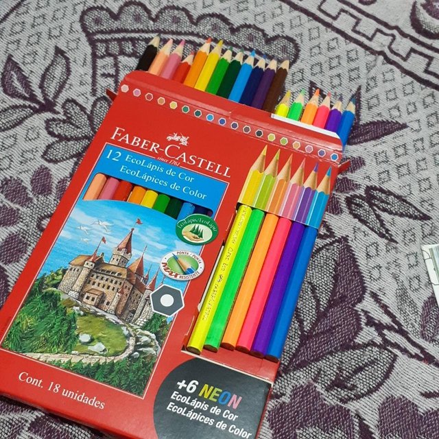 Lápis de Cor EcoLápis 12 Cores + 6 Neon, Faber-Castell