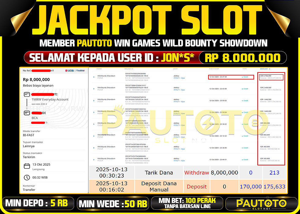 BUKTI JACKPOT LUNAS PAUTOTO