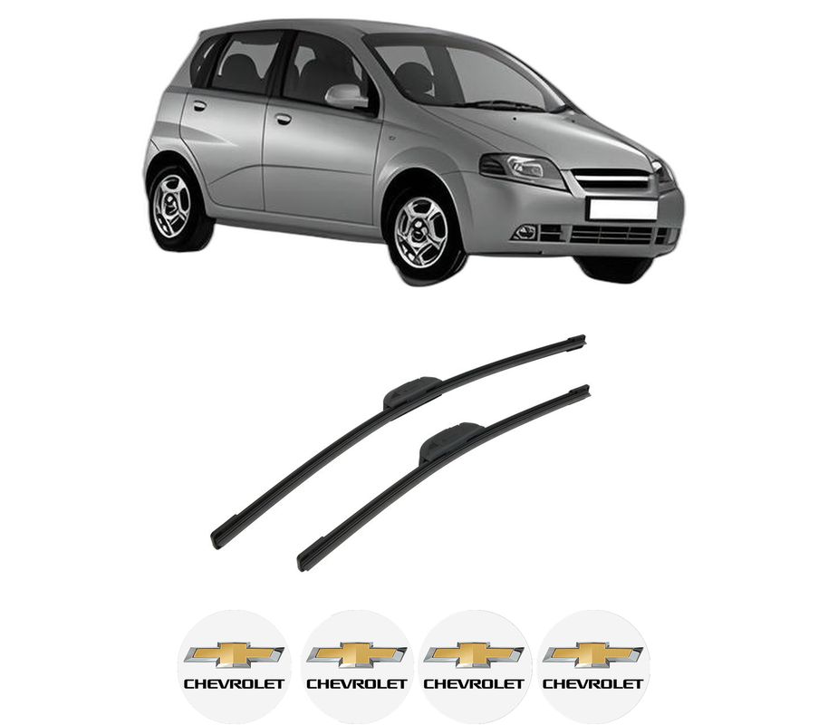 Set stergatoare auto CHEVROLET AVEO / KALOS Hatchback (T200) din 2003-2008, pentru parbriz auto, 2 bucati, Bosch Aerotwin Retrofit, din cauciuc siliconat rezistent, 4 Stickere Auto CHEVROLET