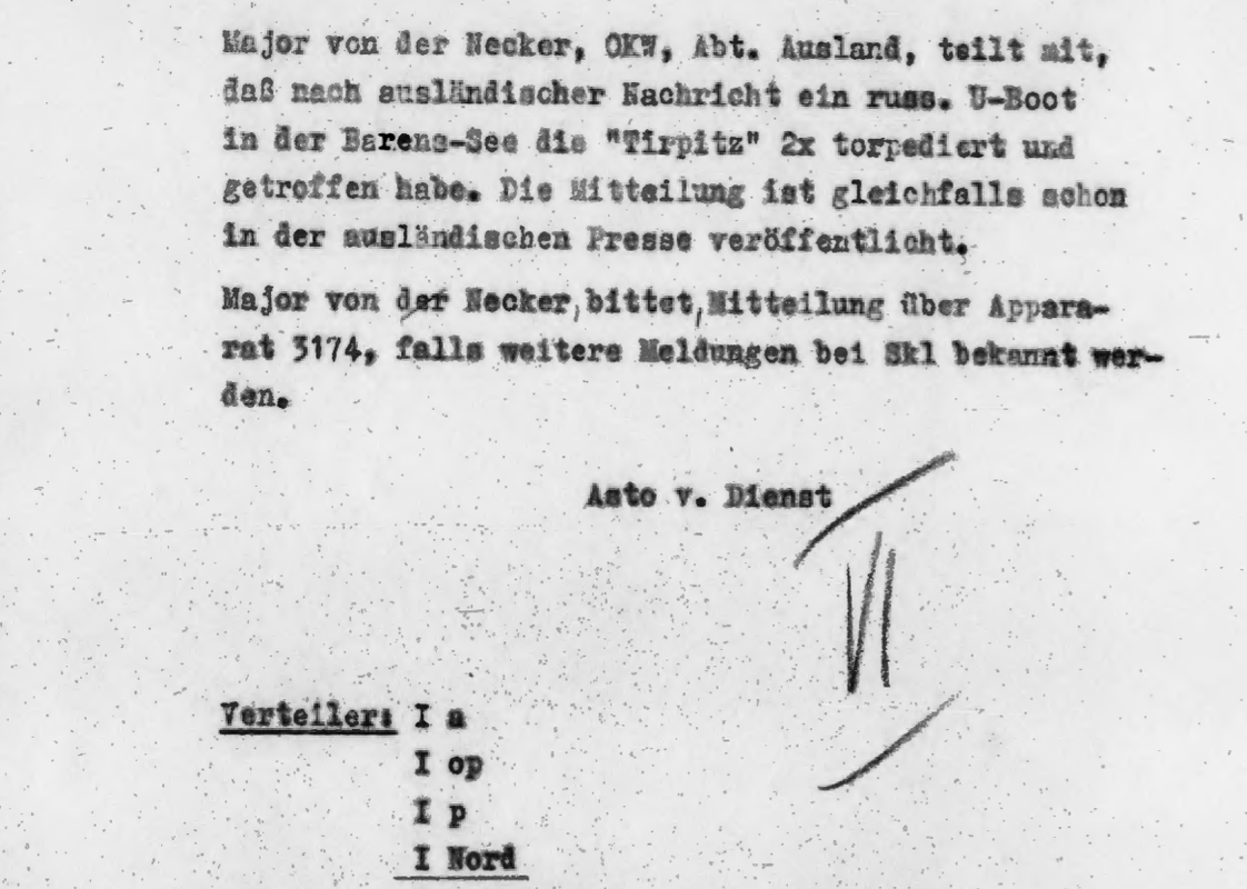 Атака К-21 по Тирпицу