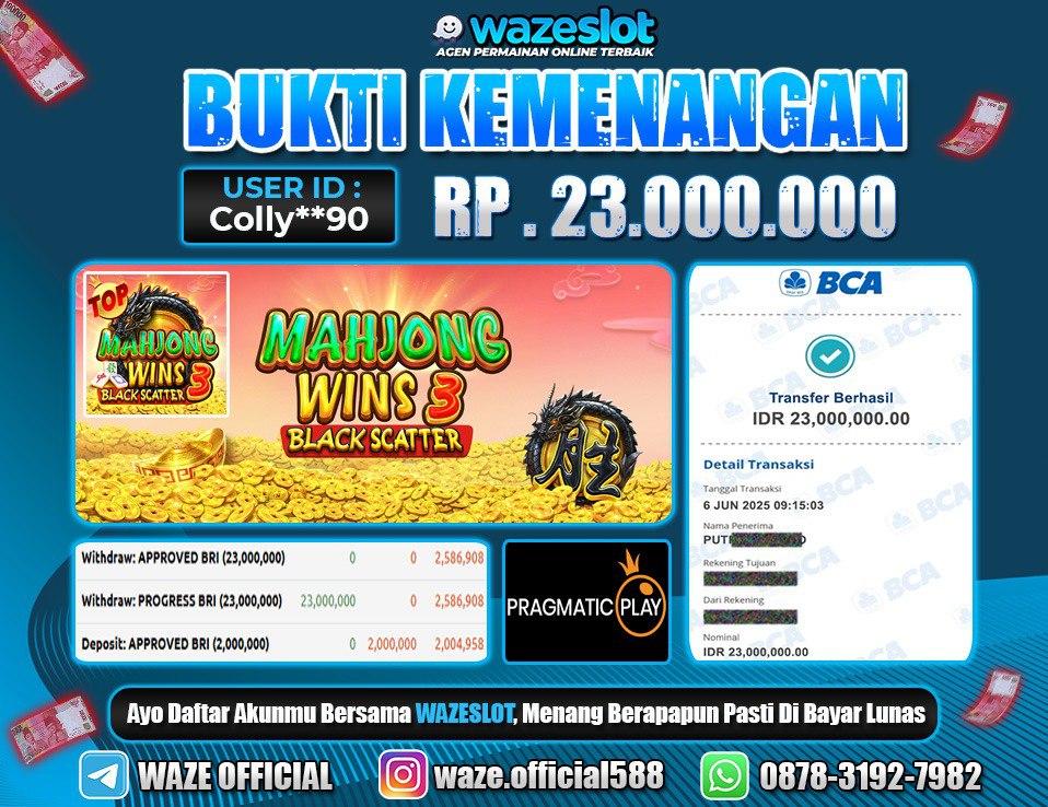 BUKTI KEMENANGAN 06 JUNI 2025 DI GAME MAHJONG WINS 3 BLACK SCATTER