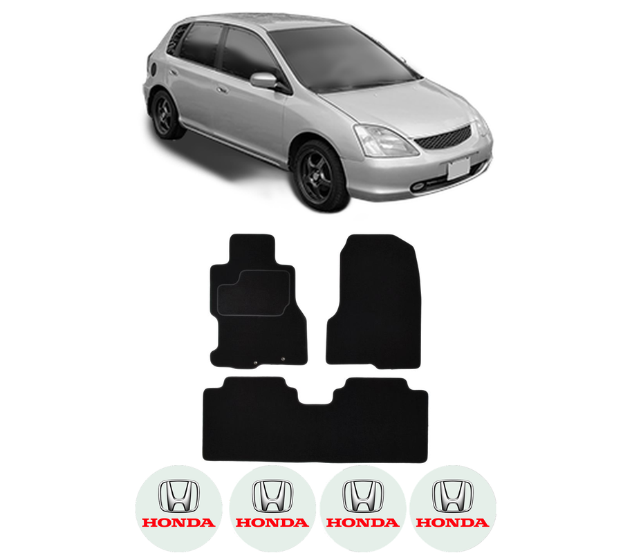 Set Covorase Presuri HONDA CIVIC VII Hatchback (EU, EP, EV) din 2000-2005, Auto, Material Textil Mocheta, 4 Stickere auto cu HONDA