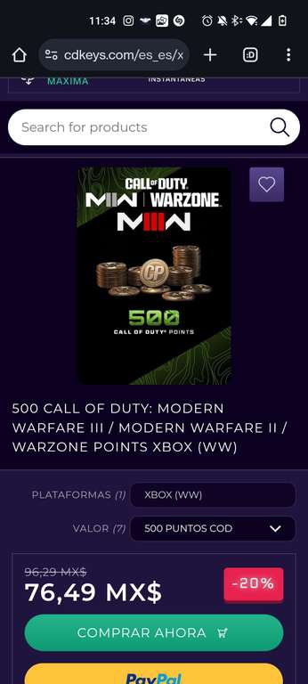 CDKeys: Call of duty 500 coins para el warzone y demás 
