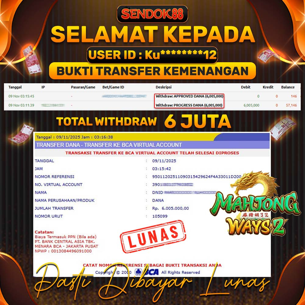 SENDOK88 JEPE! MAHJONG WAYS 2 Rp 6.005.000,- LUNAS!