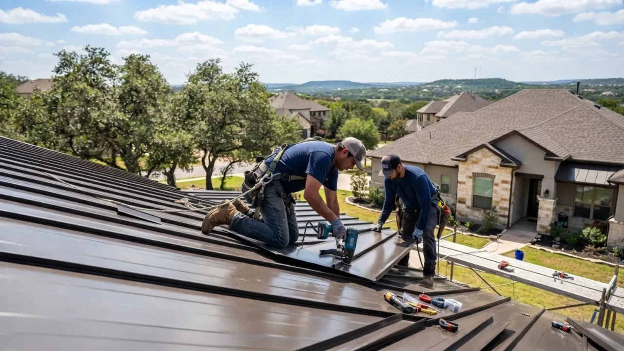 Standing seam metal roof panel installation San Antonio