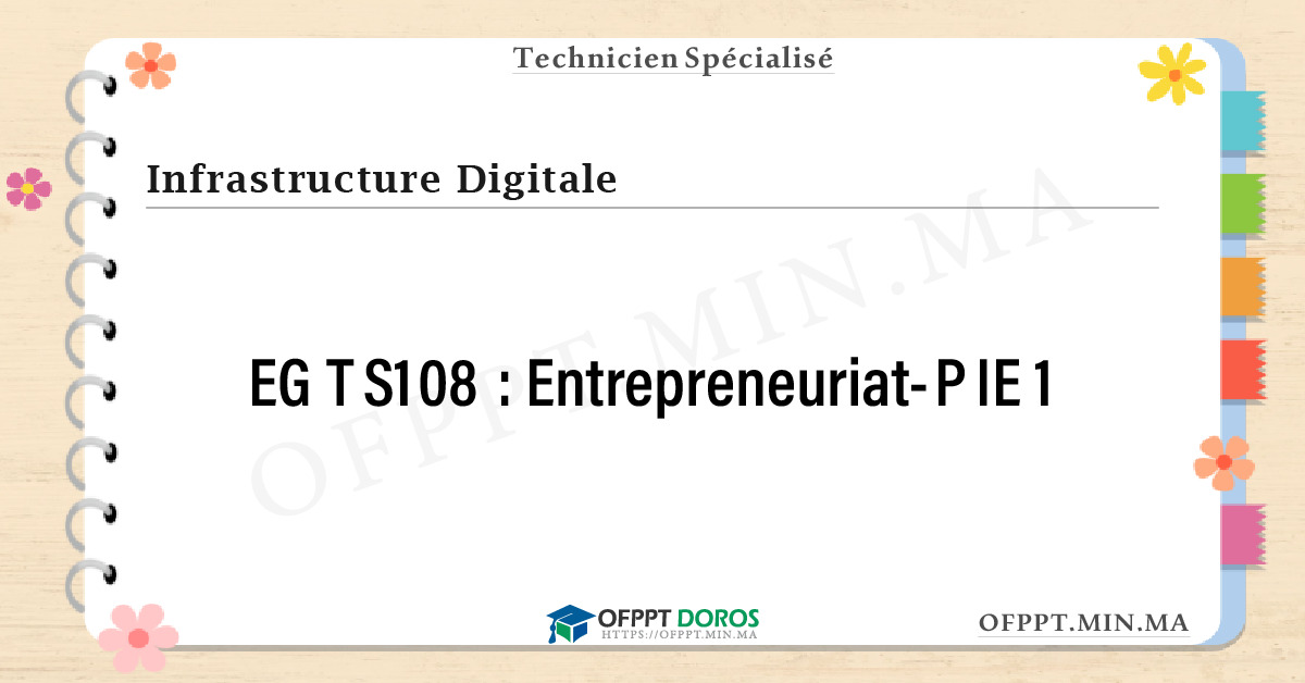Sommaire détaillé du cours Entrepreneuriat-PIE 1 EGTS108 OFPPT - Structure du module
